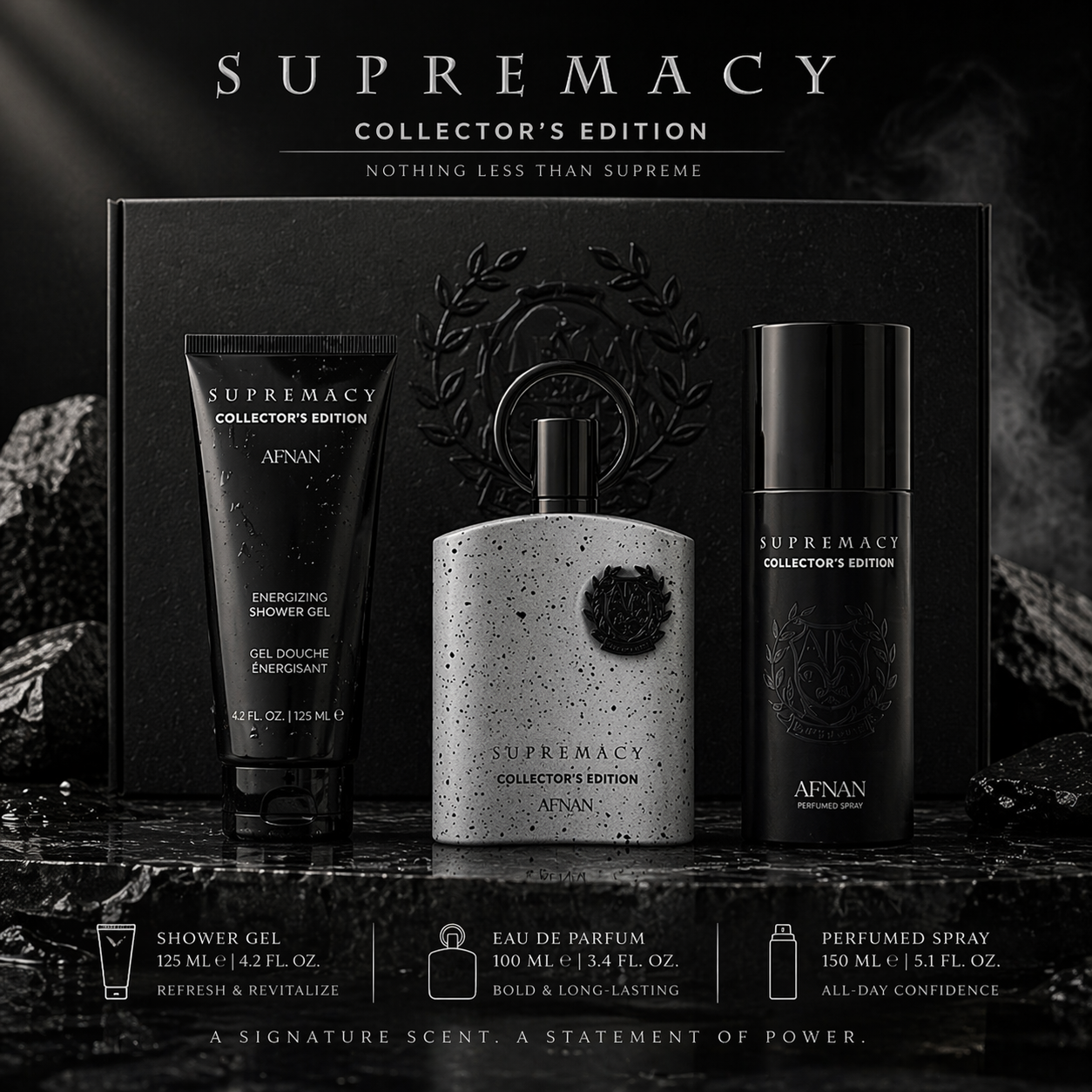 AFNAN Supremacy Collector’s Edition Gift Set for Men – 3 Piece Luxury Collection