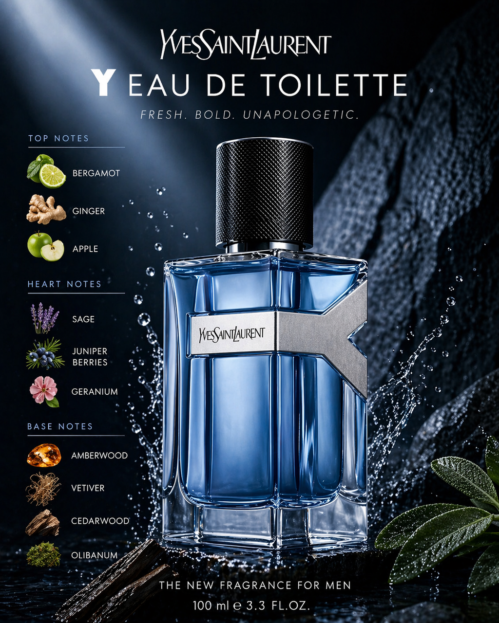 Y Eau de Toilette by Yves Saint Laurent – 100 ml / 3.3 FL. OZ.